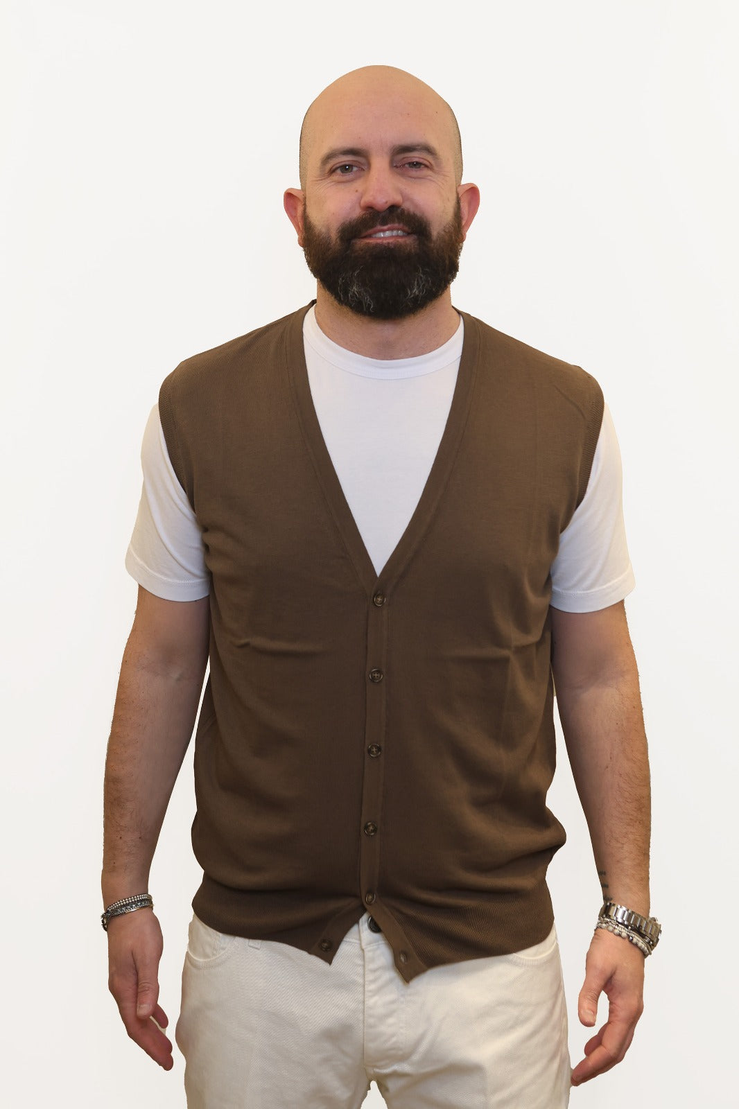 RETOIS GILET IN FILO DI COTONE MARRONE