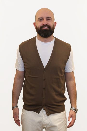 RETOIS GILET IN FILO DI COTONE MARRONE