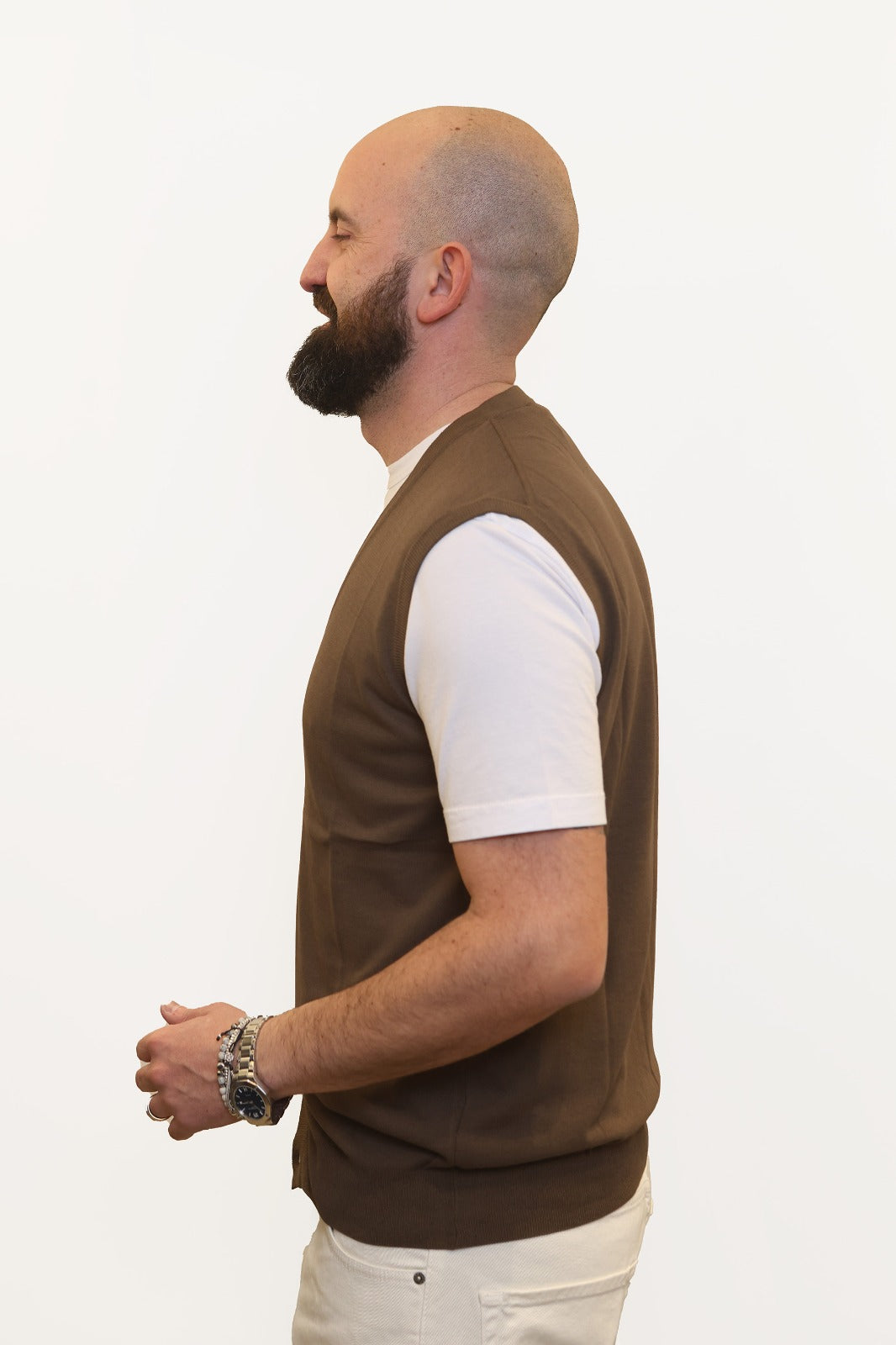 RETOIS GILET IN FILO DI COTONE MARRONE