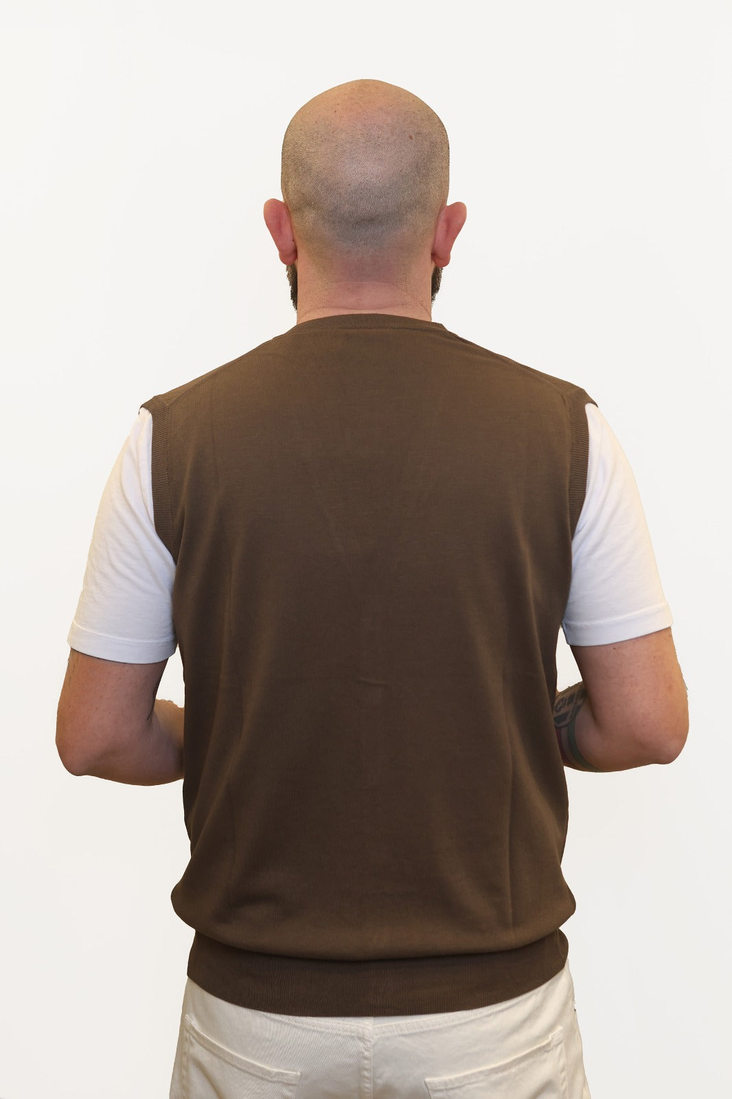 RETOIS GILET IN FILO DI COTONE MARRONE