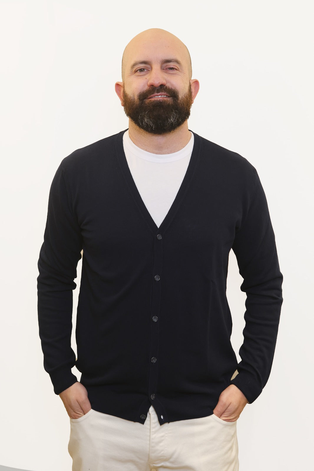 RETOIS CARDIGAN IN FILO DI COTONE BLU NAVY