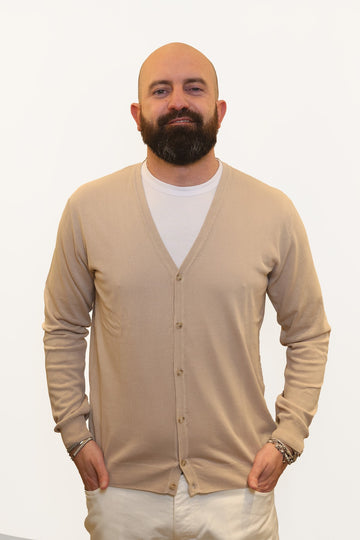 RETOIS CARDIGAN IN FILO DI COTONE BEIGE