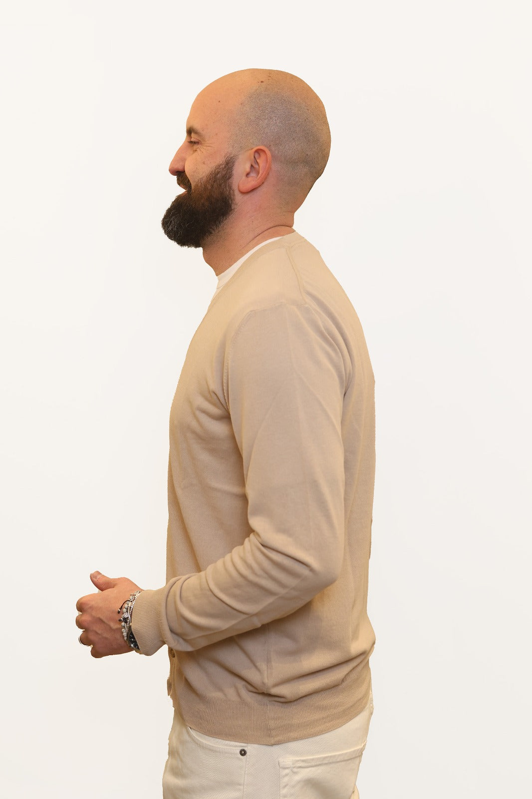 RETOIS CARDIGAN IN FILO DI COTONE BEIGE
