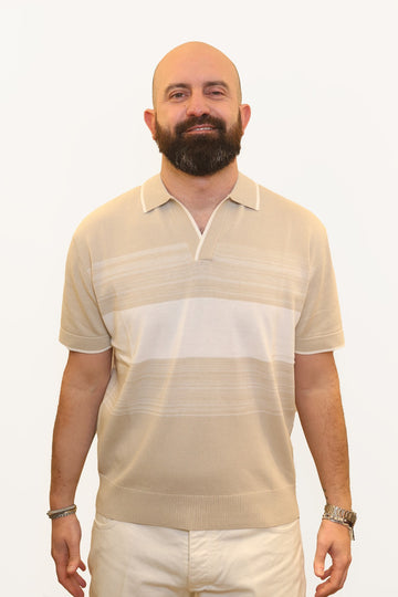 PAOLO PECORA POLO DERBY MULTICOLOR BEIGE-BIANCO