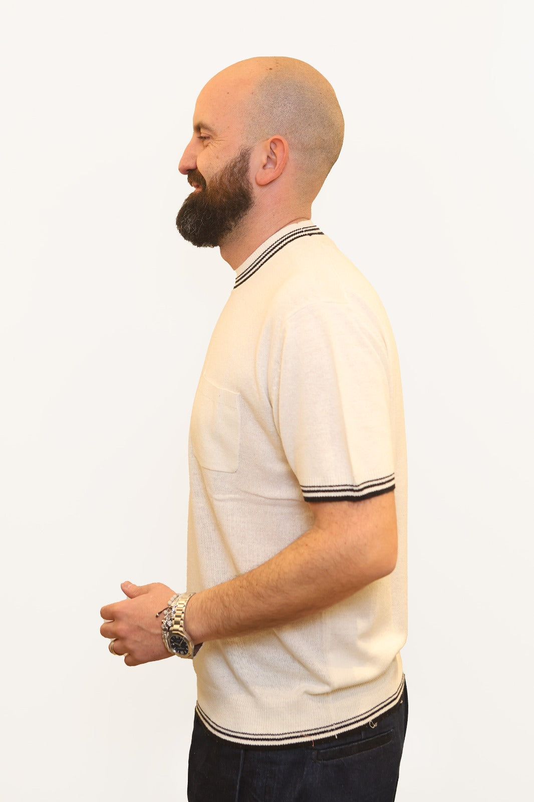 PAOLO PECORA T-SHIRT CON TASCHINO IN SETA BIANCO