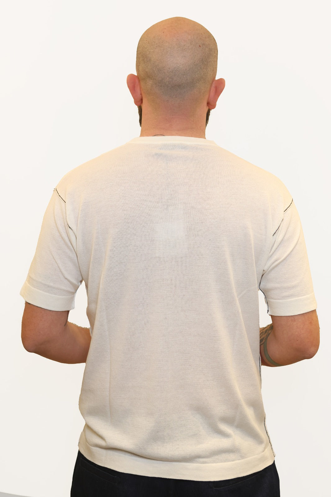 RETOIS T-SHIRT IN FILO DI COTONE CON TASCHINO RICAMATO BIANCO