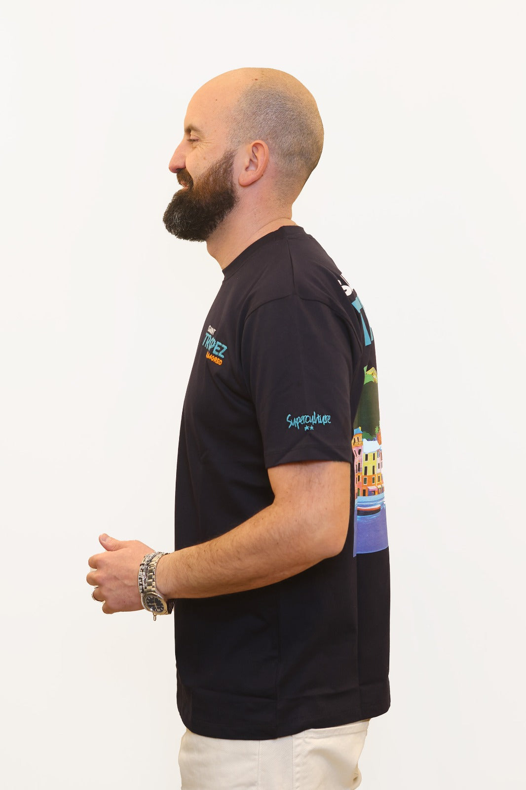 SUPERCULTURE T-SHIRT SAINT TROPEZ ENAMORED BLU NAVY