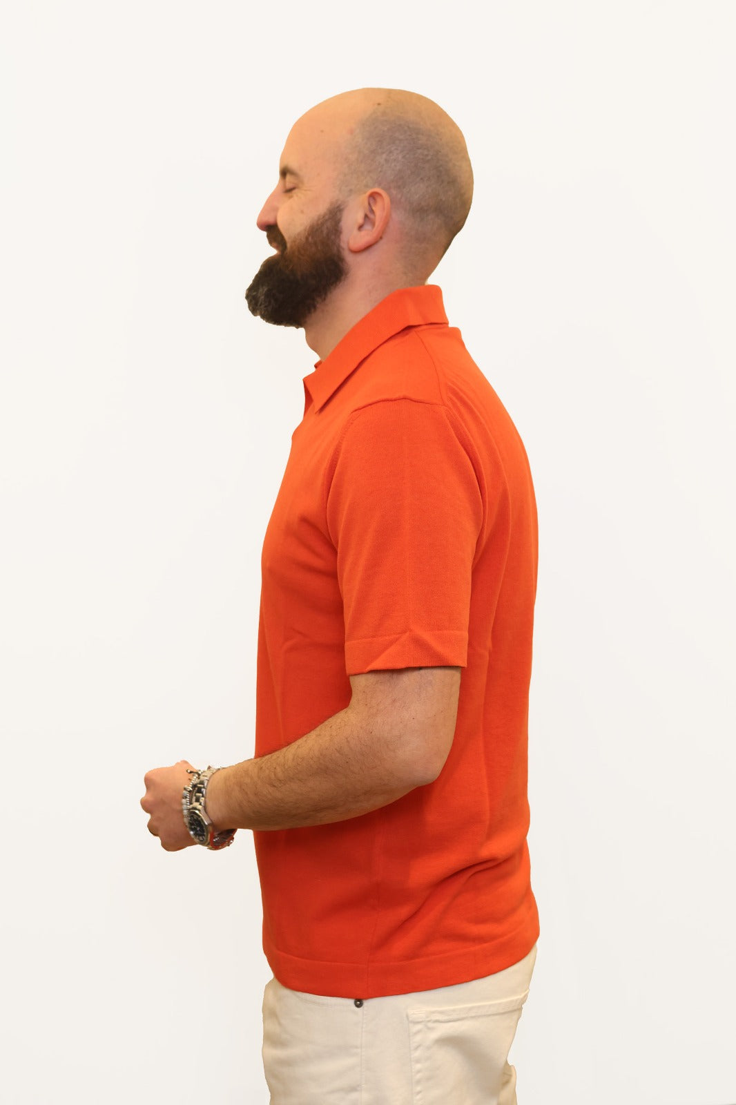 RETOIS POLO DERBY IN CRÊPE DI COTONE ARANCIO