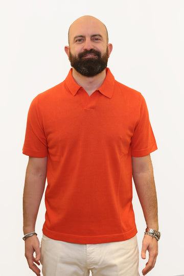 RETOIS POLO DERBY IN CRÊPE DI COTONE ARANCIO