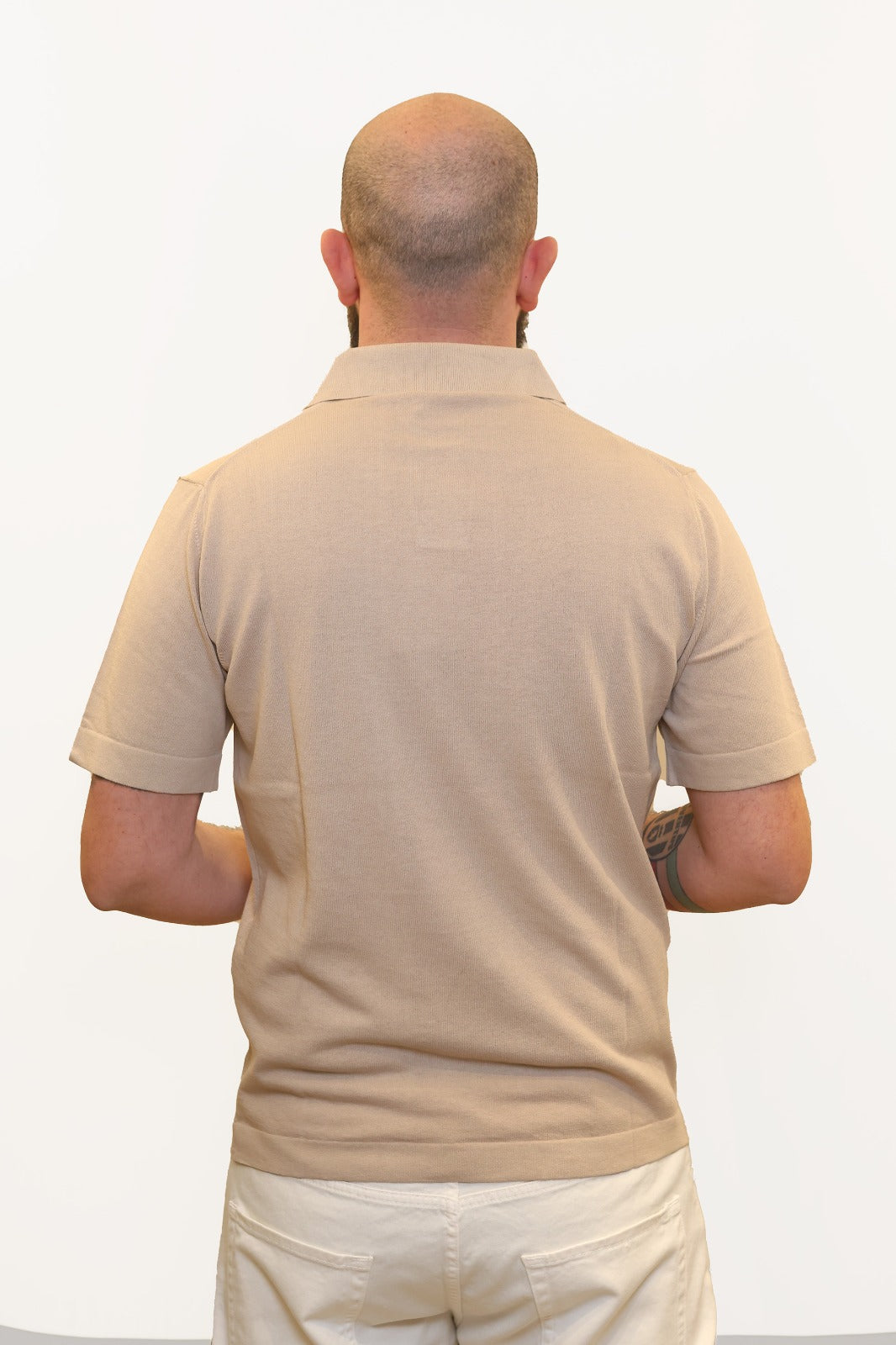 RETOIS POLO DERBY IN CRÊPE DI COTONE BEIGE