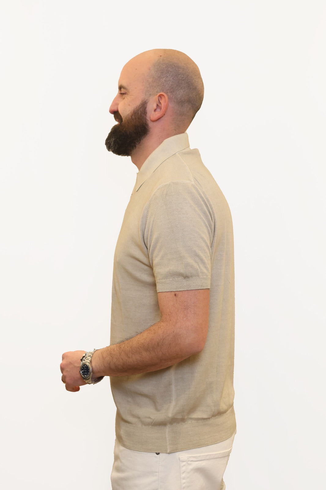 RETOIS POLO EFFETTO FADE IN CRÊPE DI COTONE BEIGE