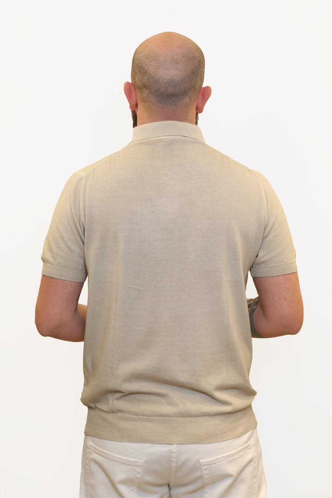 RETOIS POLO EFFETTO FADE IN CRÊPE DI COTONE BEIGE