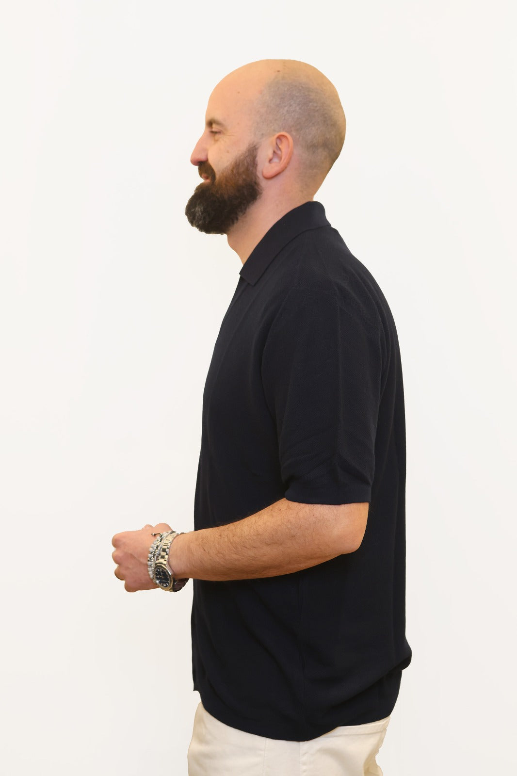 RETOIS CARDIGAN MEZZA MANICA IN FILO DI COTONE BLU NAVY