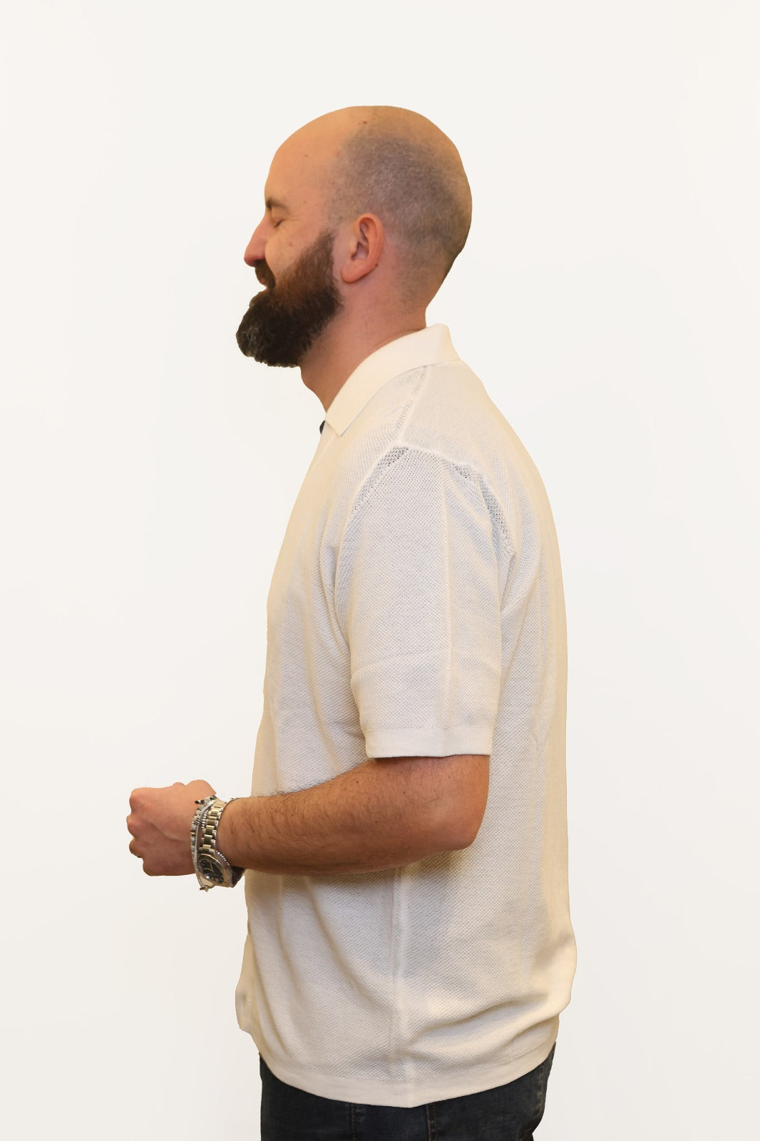 RETOIS CARDIGAN MEZZA MANICA IN FILO DI COTONE BIANCO