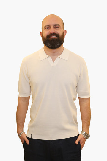 AROVESCIO POLO DERBY PUNTO RISO IN COTONE BIANCO