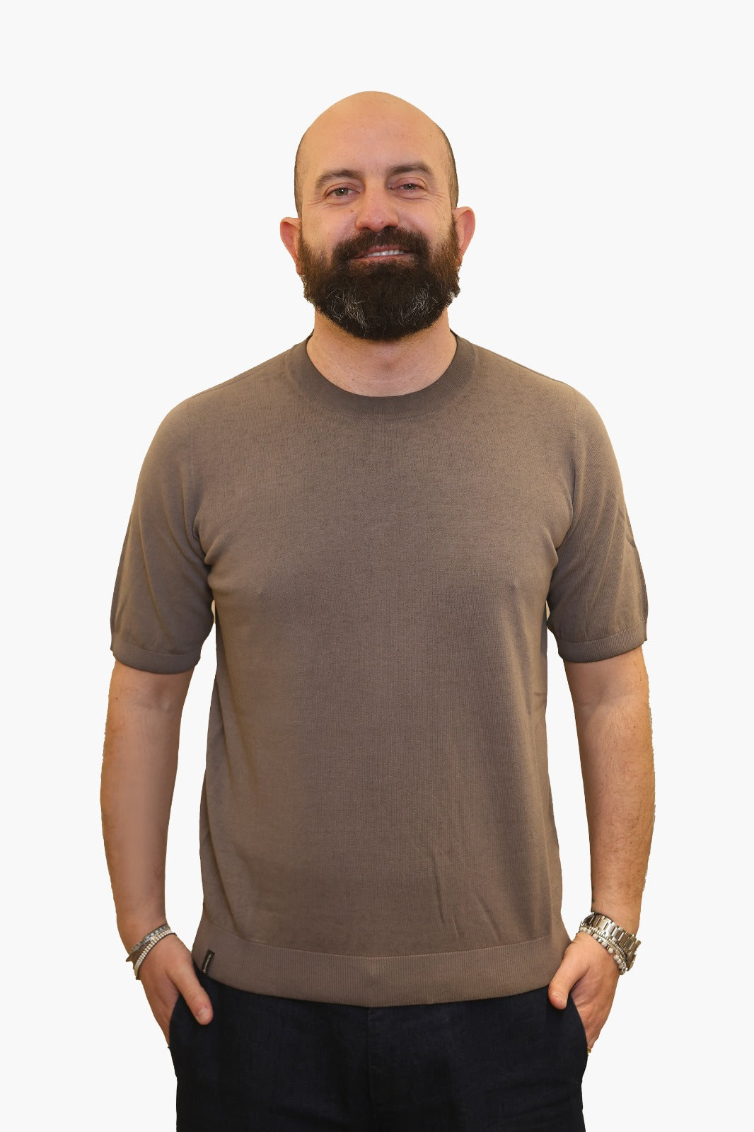 AROVESCIO T-SHIRT EFFETTO FADE IN COTONE MARRONE