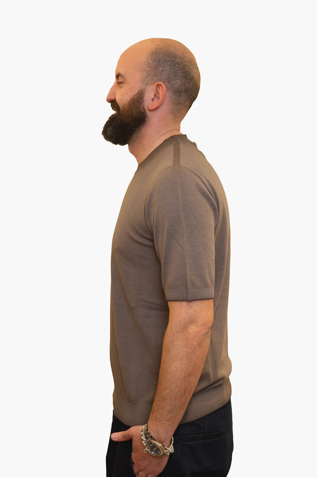 AROVESCIO T-SHIRT EFFETTO FADE IN COTONE MARRONE