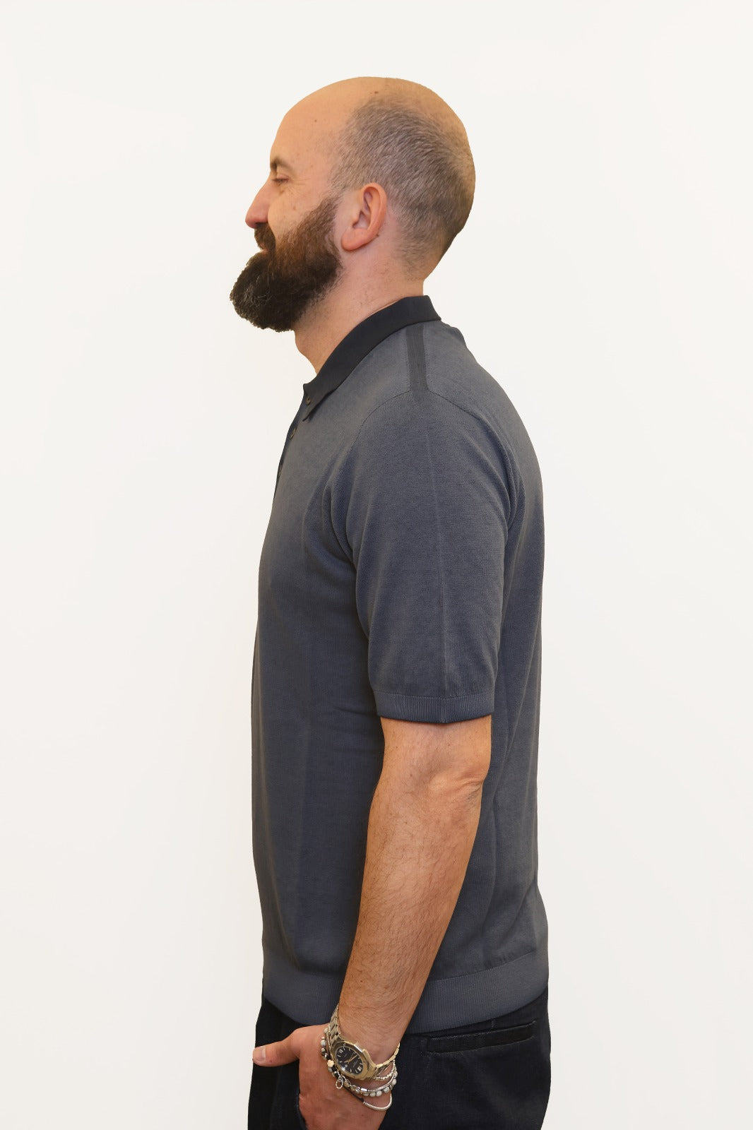 AROVESCIO POLO EFFETTO FADE IN COTONE BLU