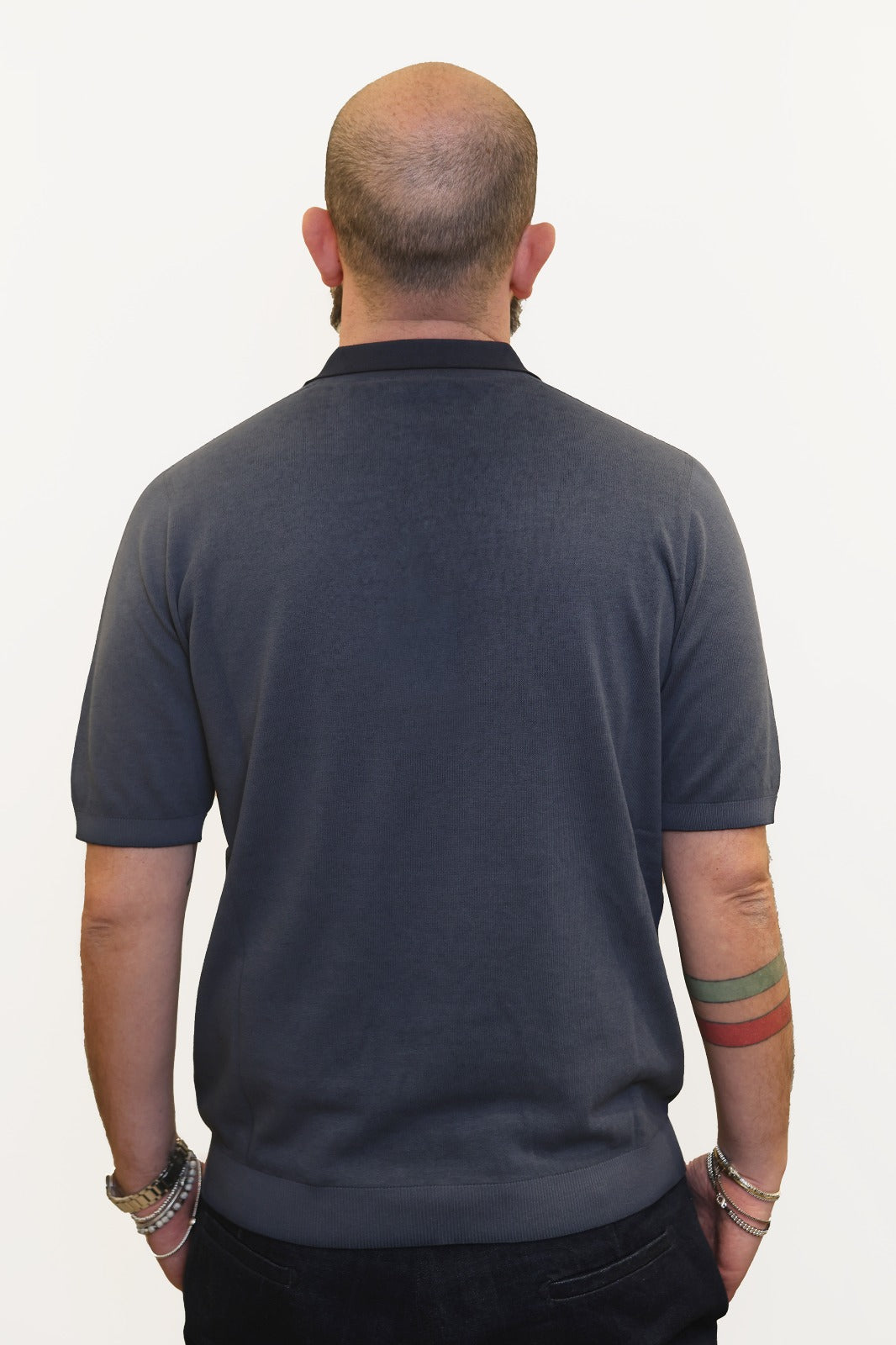 AROVESCIO POLO EFFETTO FADE IN COTONE BLU