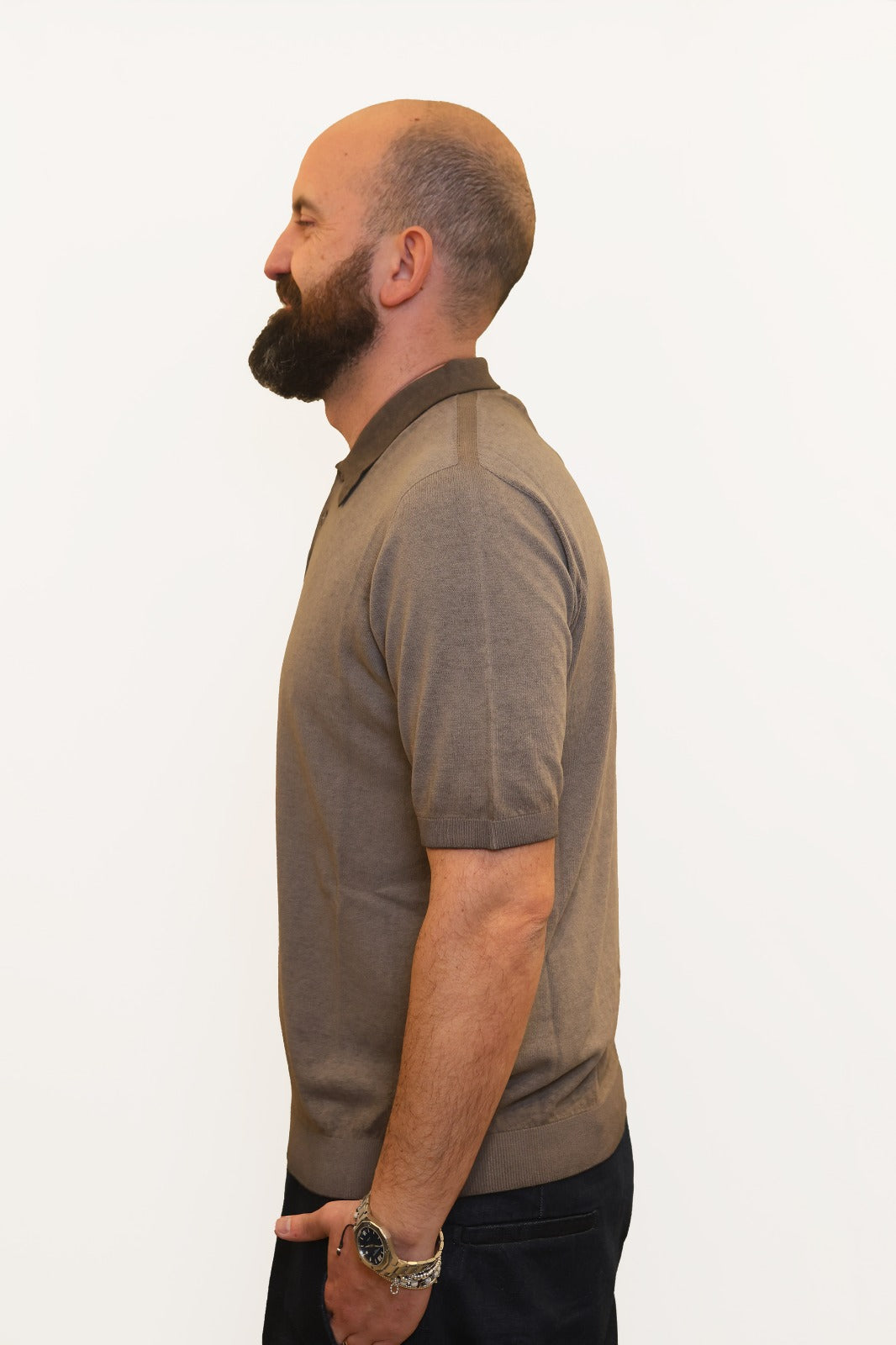 AROVESCIO POLO EFFETTO FADE IN COTONE MARRONE