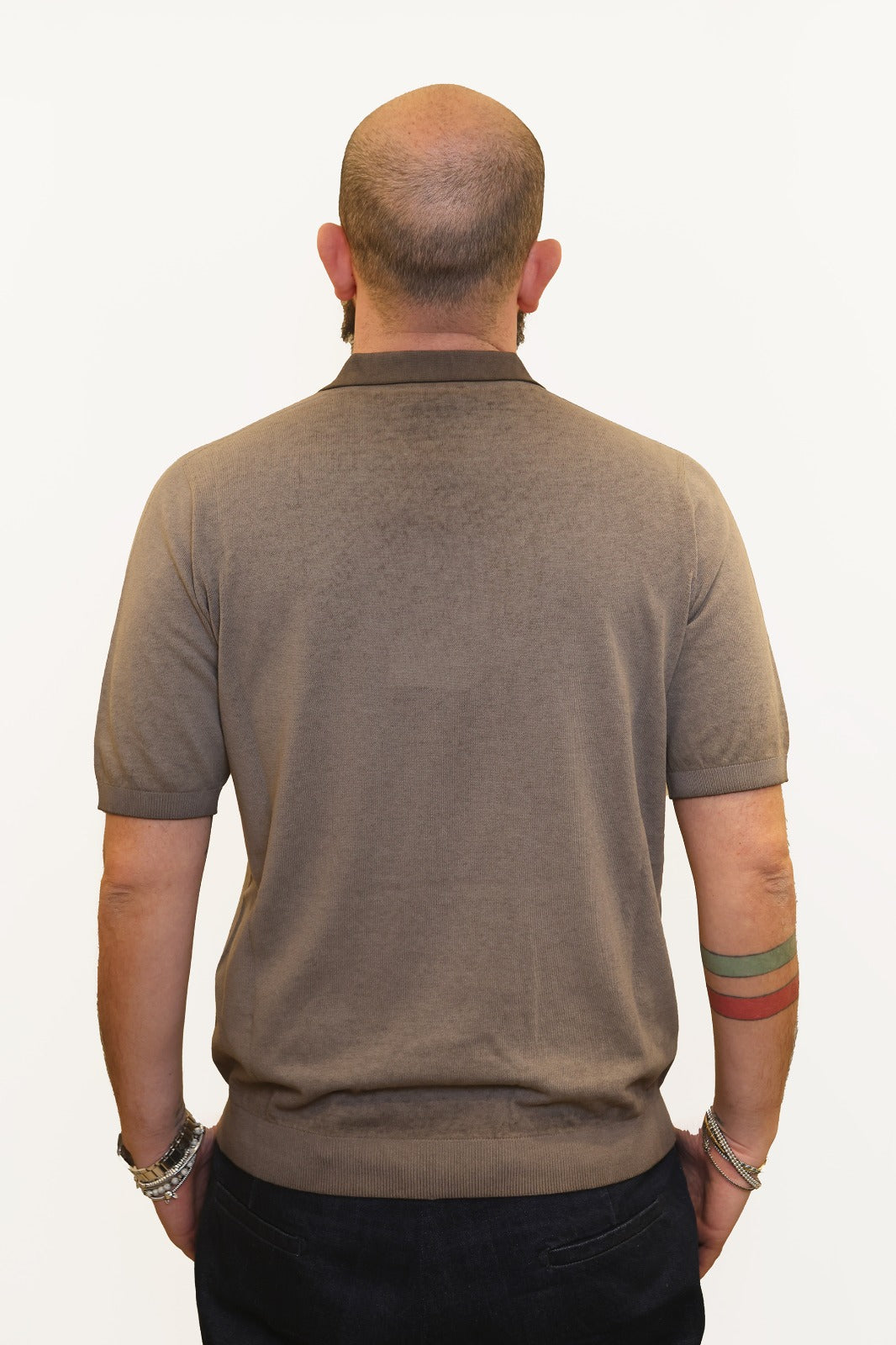AROVESCIO POLO EFFETTO FADE IN COTONE MARRONE