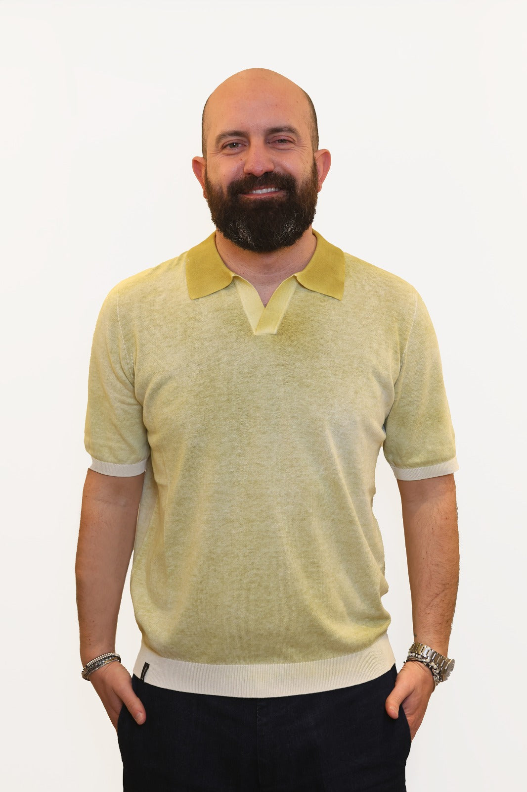 AROVESCIO POLO DERBY EFFETTO FADE IN COTONE LIME