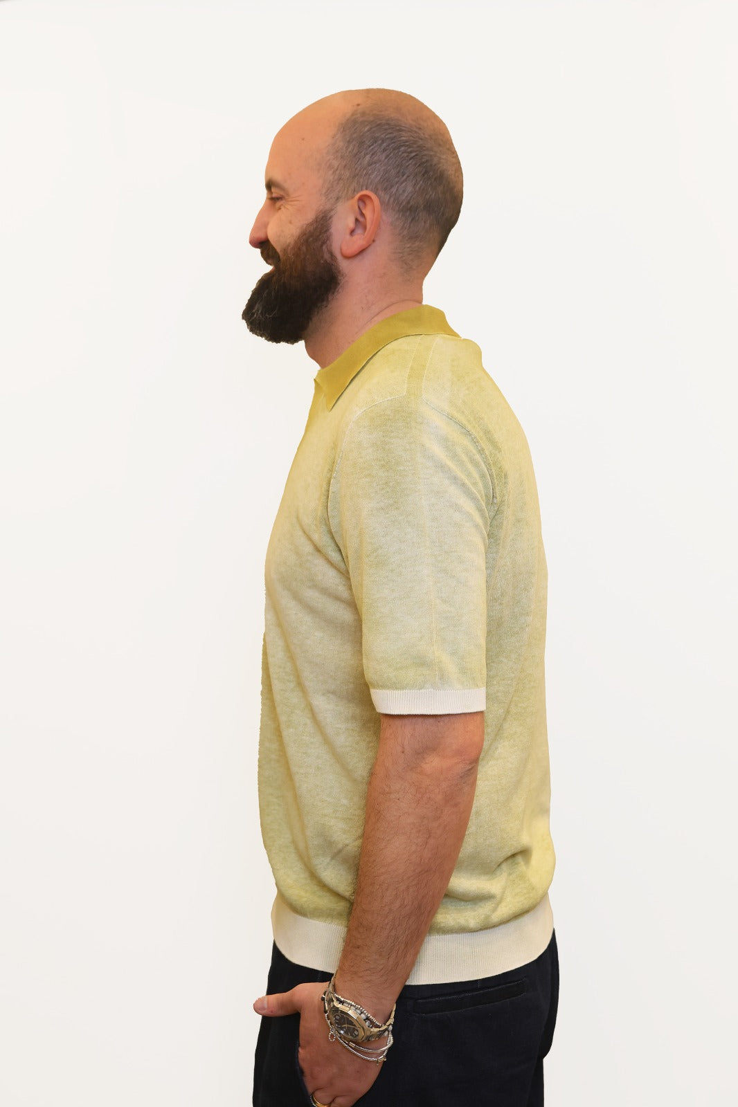AROVESCIO POLO DERBY EFFETTO FADE IN COTONE LIME