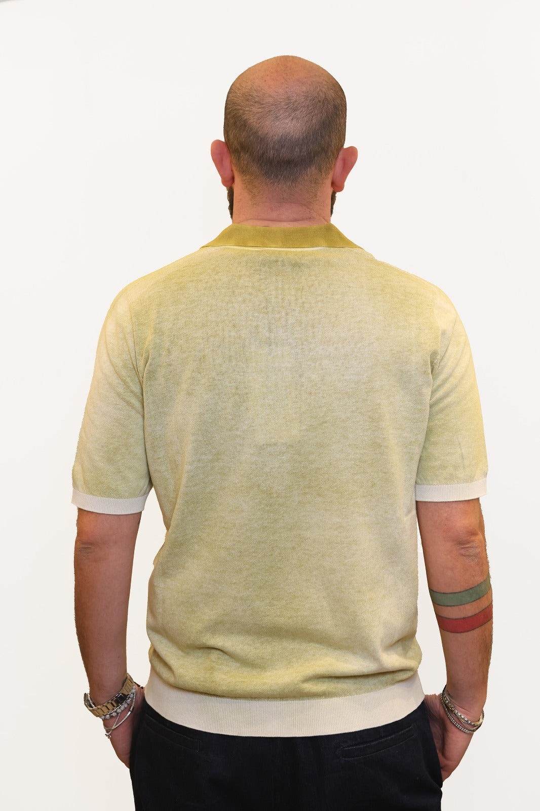 AROVESCIO POLO DERBY EFFETTO FADE IN COTONE LIME