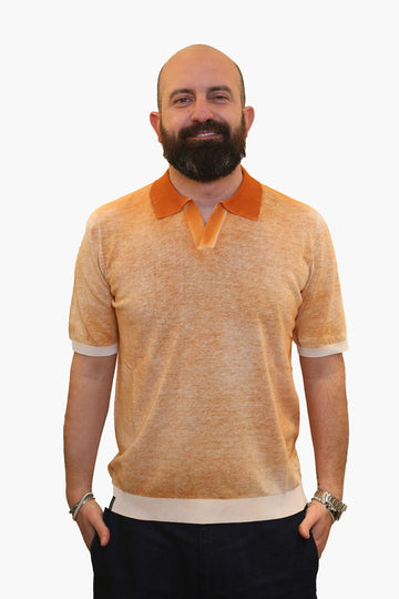 AROVESCIO POLO DERBY EFFETTO FADE IN COTONE ARANCIO