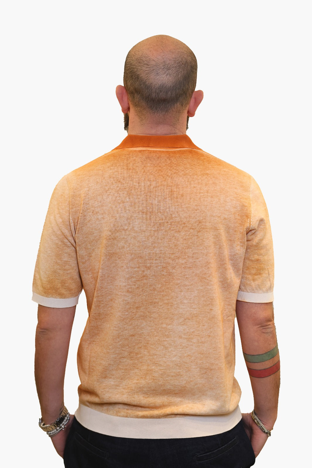 AROVESCIO POLO DERBY EFFETTO FADE IN COTONE ARANCIO