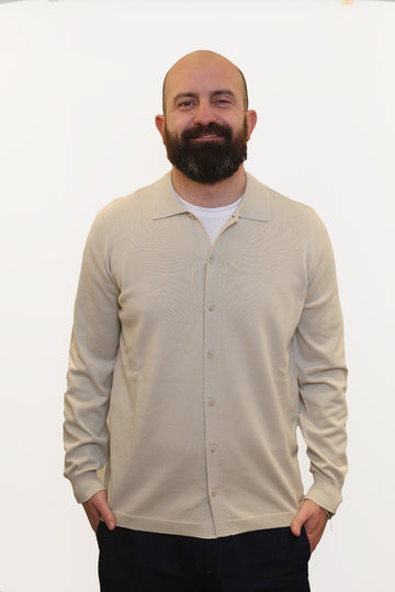 AROVESCIO POLO-CAMICIA IN FILO DI COTONE BEIGE