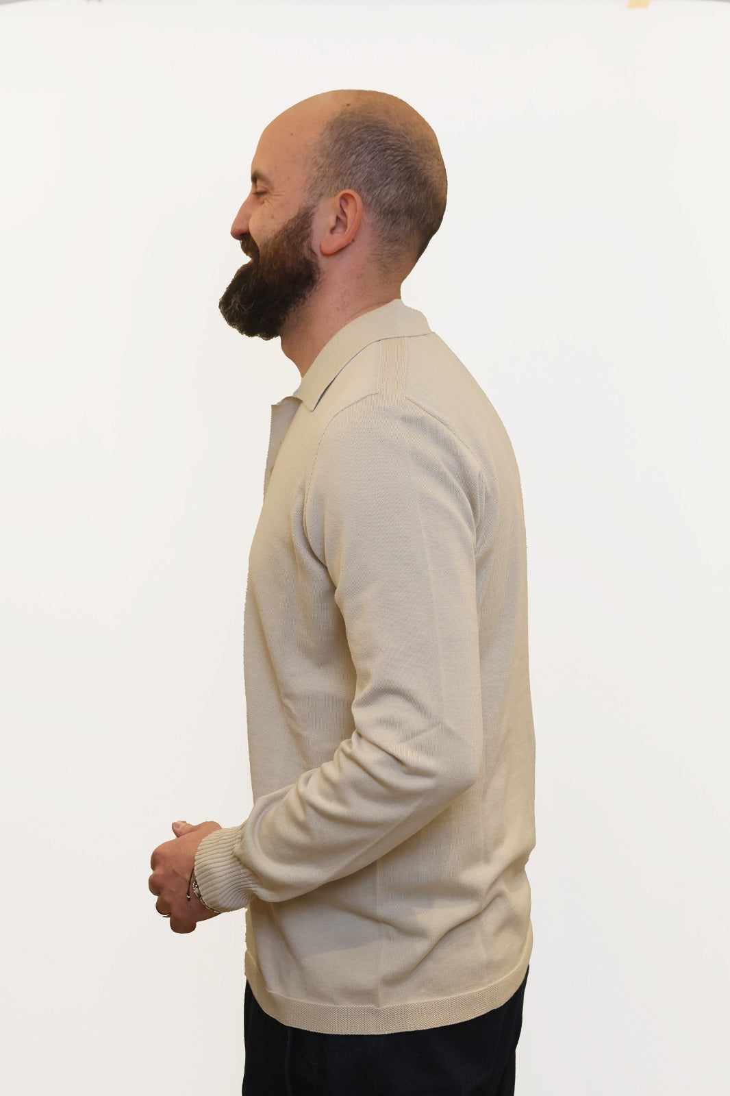 AROVESCIO POLO-CAMICIA IN FILO DI COTONE BEIGE