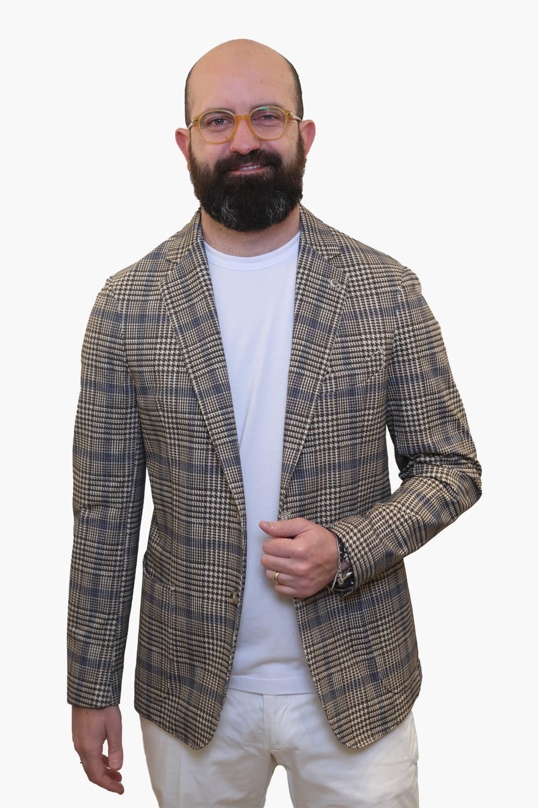 LUCA BERTELLI GIACCA CHECK P.MILANO AVION/BEIGE