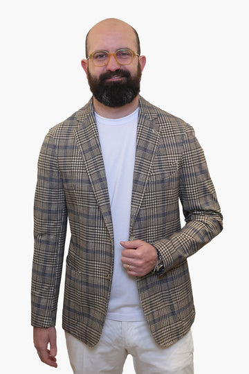 LUCA BERTELLI GIACCA CHECK P.MILANO AVION/BEIGE