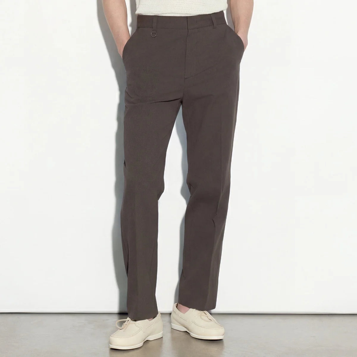 PAOLO PECORA PANTALONE IN SEERSUCKER DI COTONE TESTA DI MORO