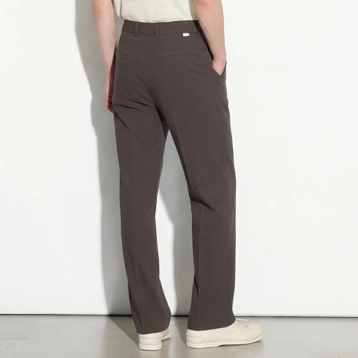 PAOLO PECORA PANTALONE IN SEERSUCKER DI COTONE TESTA DI MORO