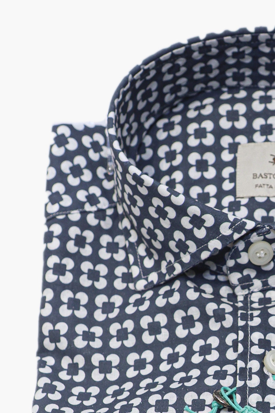 BASTONCINO CAMICIA FLOWER IN COTONE BLU