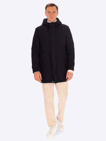 DISTRETTO12 PARKA CARLOS IN LANA COTTA STRETCH BLU