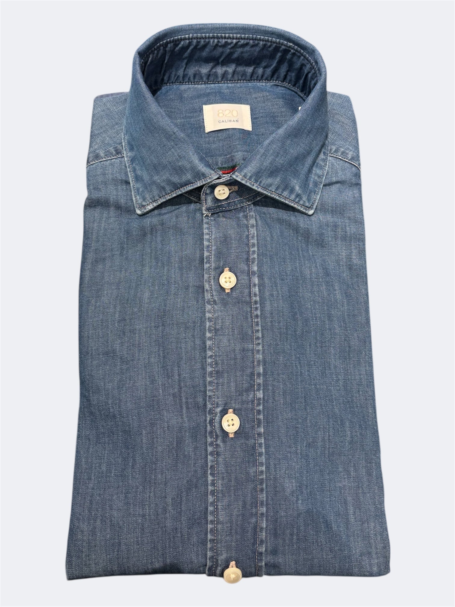 CALIBAN CAMICIA COTONE DENIM BLU 1JFNCD6UZ3