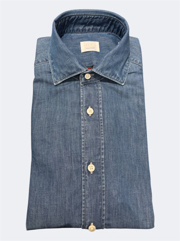 CALIBAN CAMICIA COTONE DENIM BLU 1JFNCD6UZ3