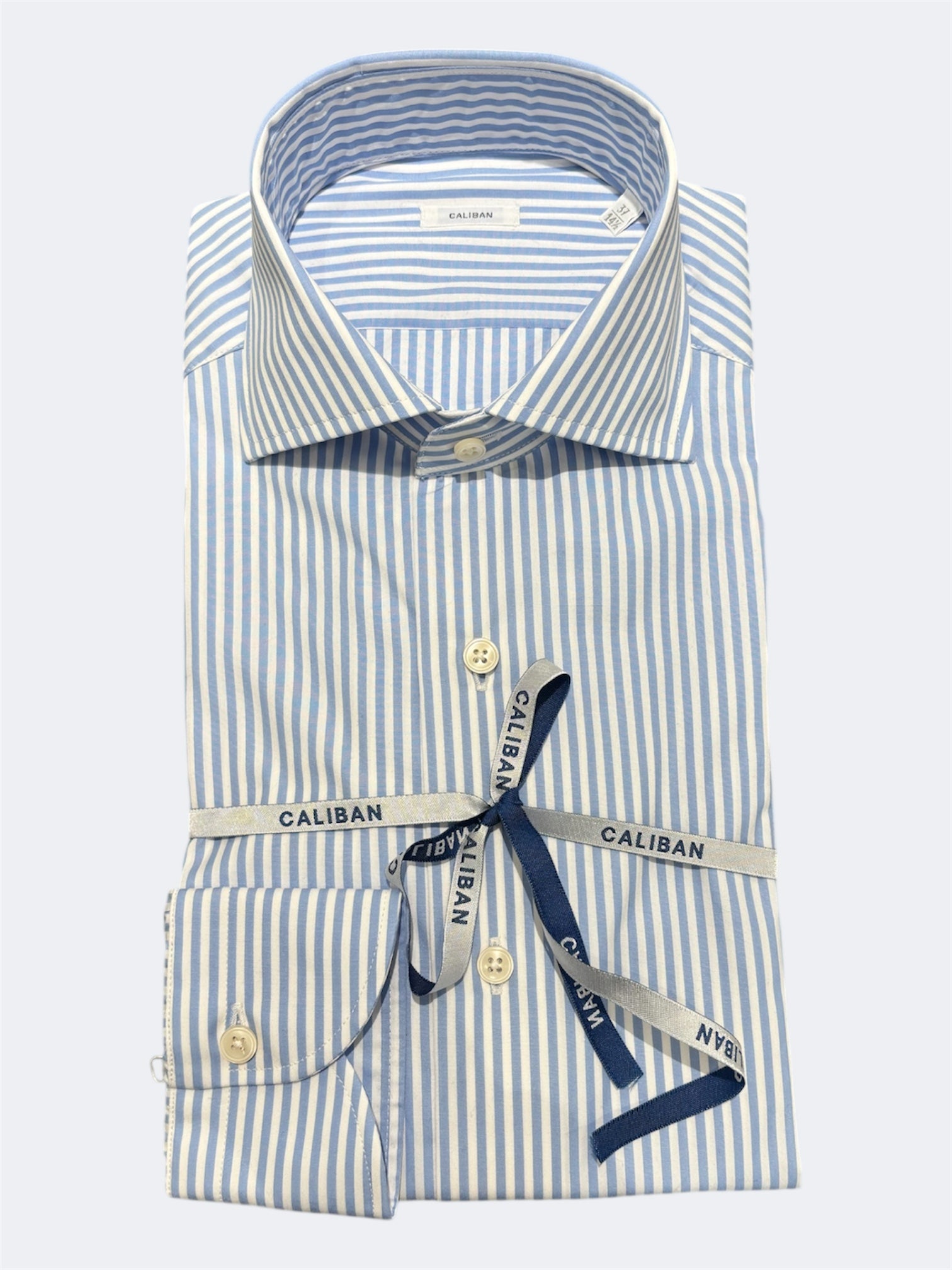 CALIBAN CAMICIA IN COTONE RIGA BIANCO/CELESTE 1UBE F11 RB3