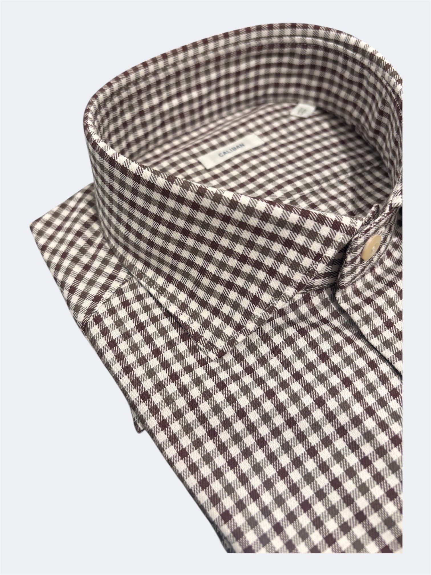 CALIBAN CAMICIA IN COTONE MICRO-CHECK MORO/VERDE 1 RVG FUR QR1