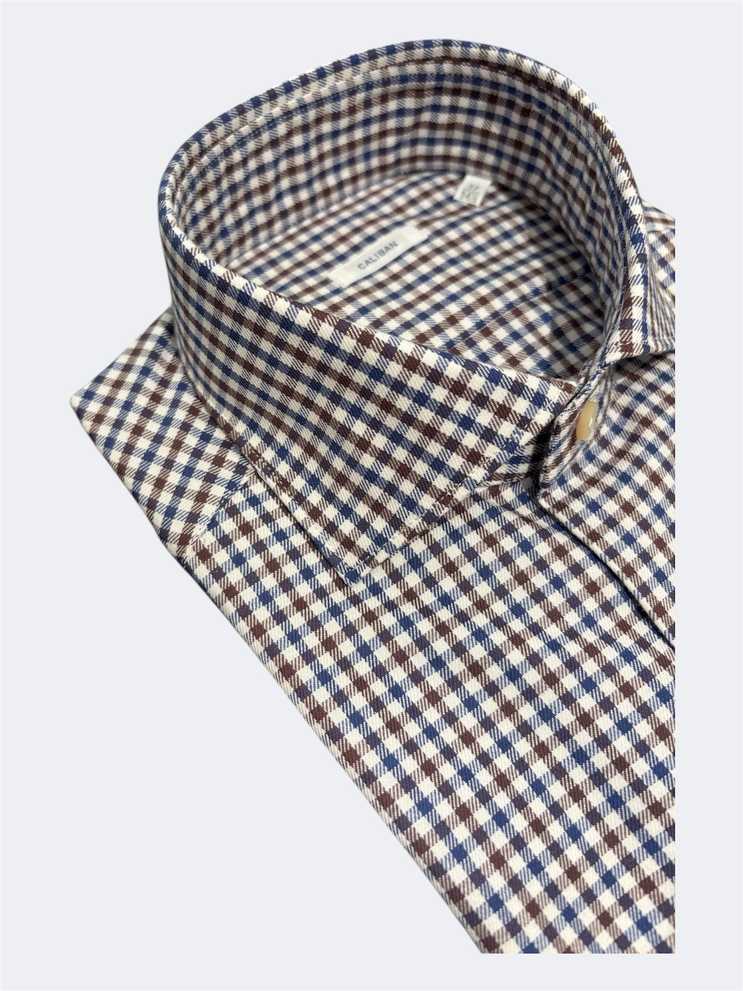 CALIBAN CAMICIA IN COTONE MICRO-CHECK BLU-MORO 1RVGFURQD1