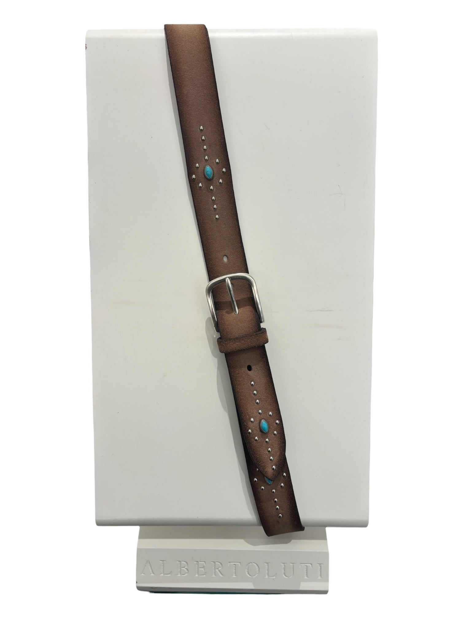 ALBERTO LUTI CINTURA PIETRE IN CAMOSCIO BEIGE