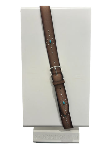 ALBERTO LUTI CINTURA PIETRE IN CAMOSCIO BEIGE