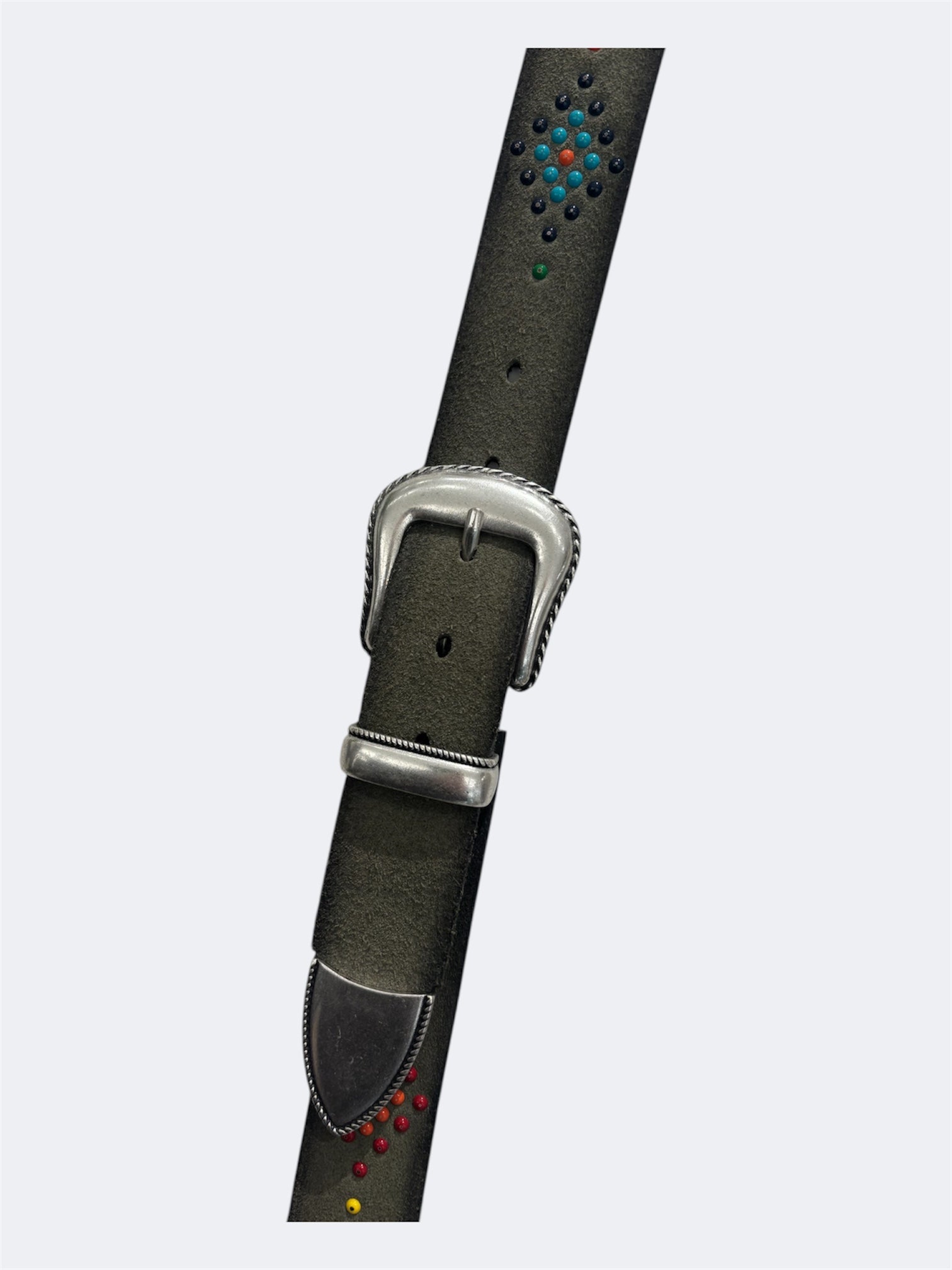 ALBERTO LUTI CINTURA WESTERN CON PIETRE IN CAMOSCIO VERDE