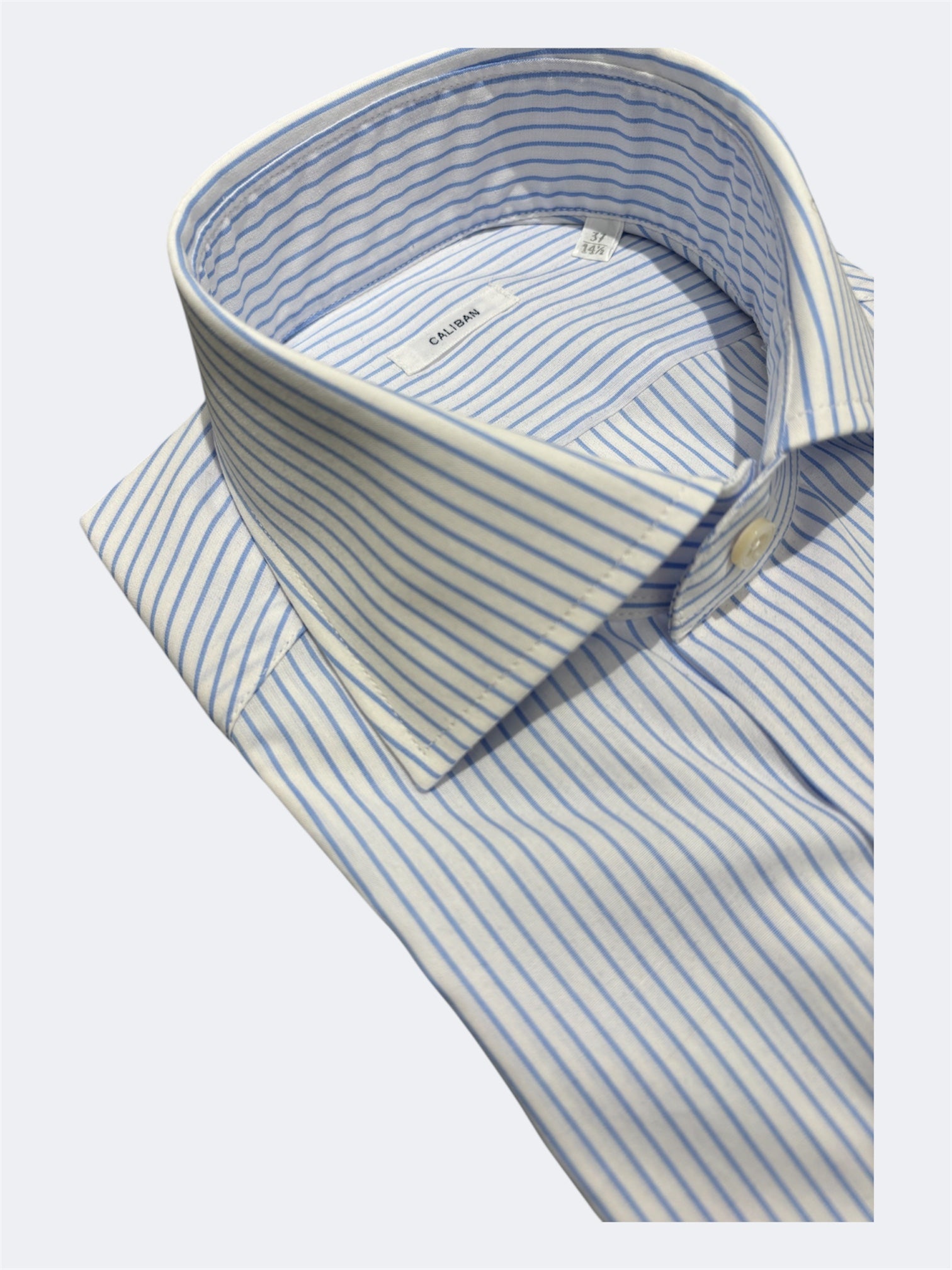 CALIBAN CAMICIA IN COTONE RIGO BIANCO-CELESTE