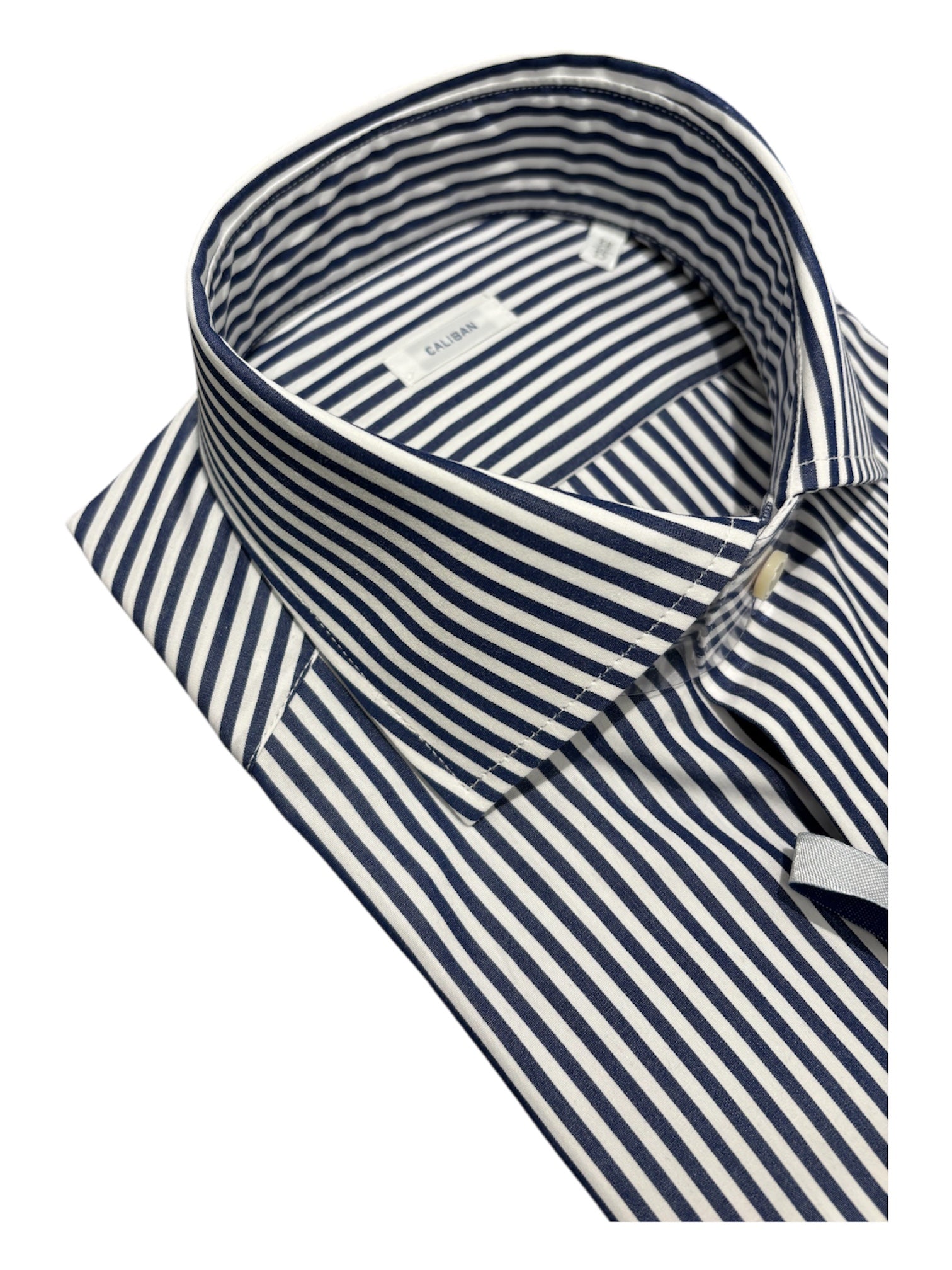 CALIBAN CAMICIA IN COTONE RIGO BIANCO-BLU