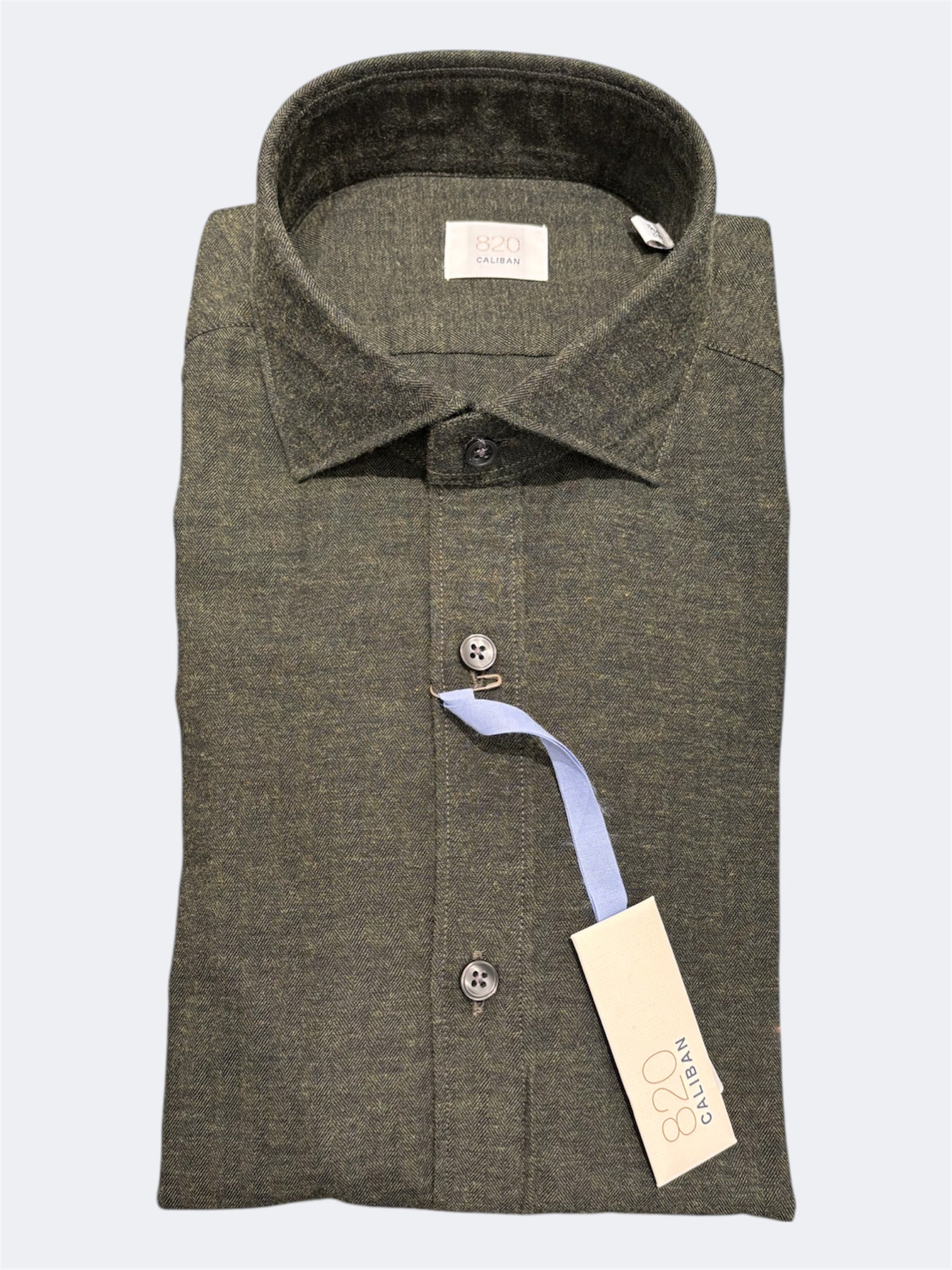 CALIBAN CAMICIA IN FLANELLA VERDE MILITARE