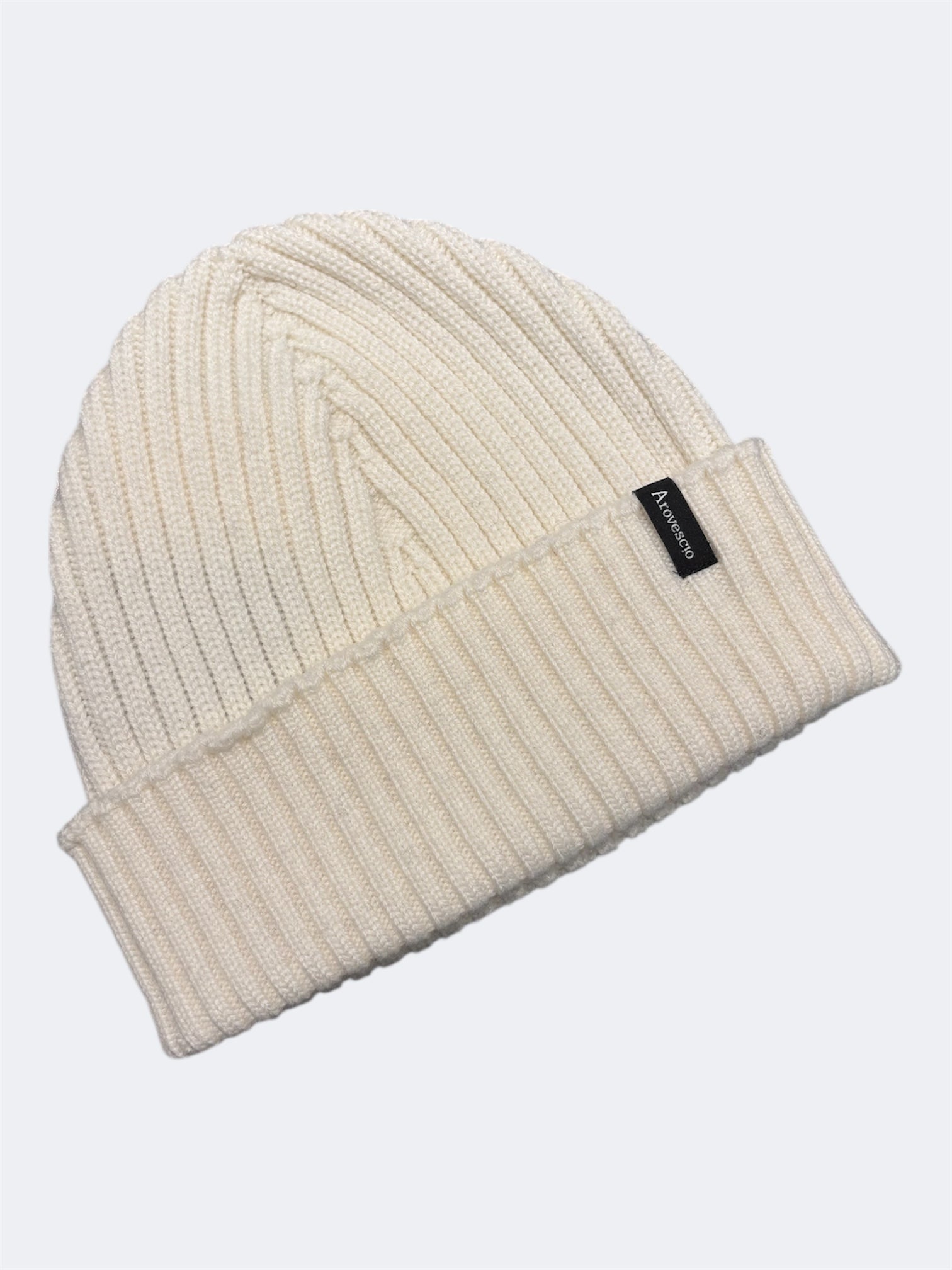 AROVESCIO CAPPELLO IN LANA MERINO EXTRAFINE BIANCO